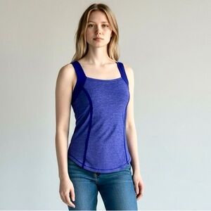 EUC Lululemon Athletic Tank Top Heathered Cobalt Blue Size 2